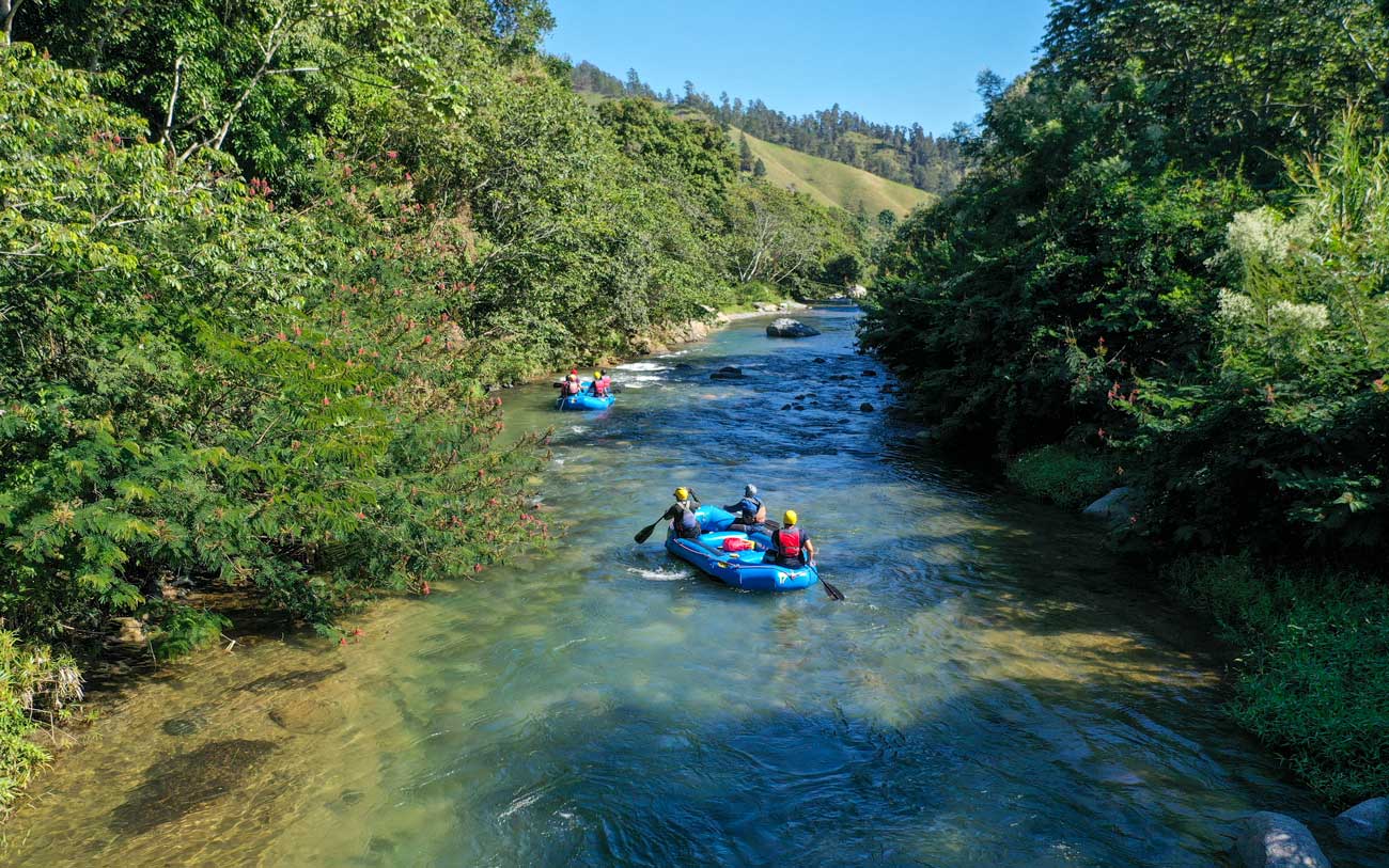 Boats rafting in the Dominican Republic.