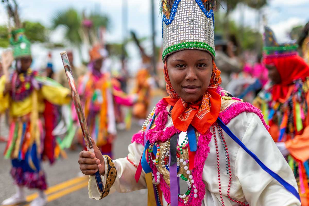 Dominican woman in carnival costume.